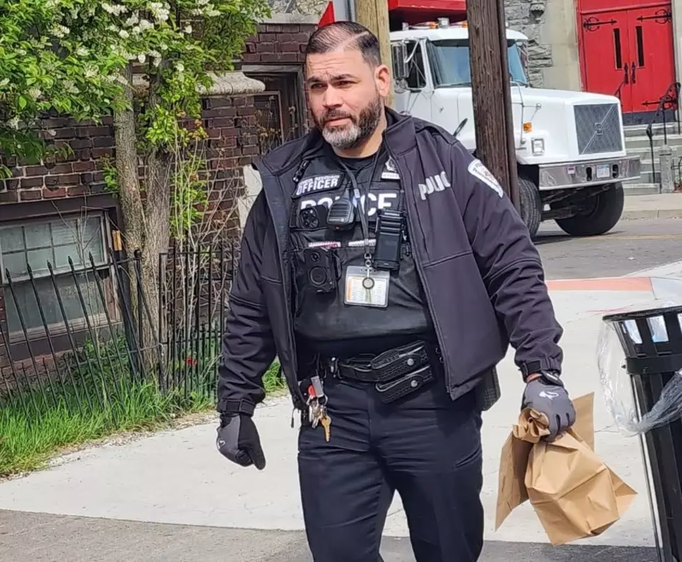 A Binghamton police school resource officer on Main Street on April 23, 2026. (Photo: Bob Joseph/WNBF News)