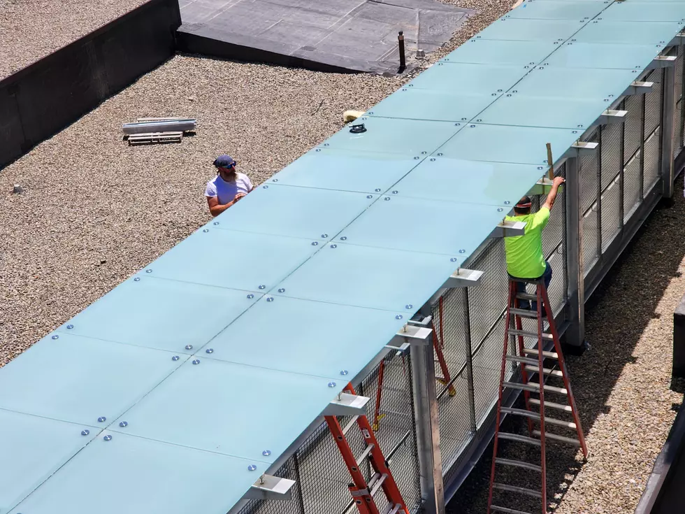 FLASHBACK: Glass panels were installed to cover the Boscov's walkway in July 2025. (Photo: Bob Joseph/WNBF News)