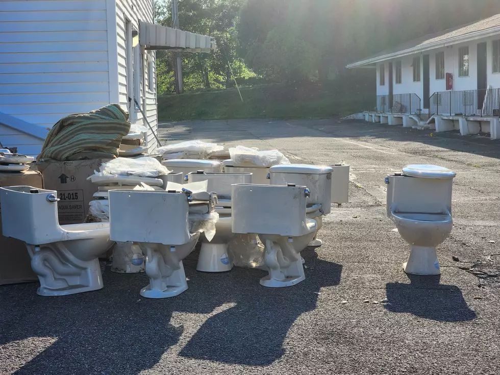 Several old toilets which had been removed from rooms at the Parkway Inn. (Photo: Bob Joseph/WNBF News)