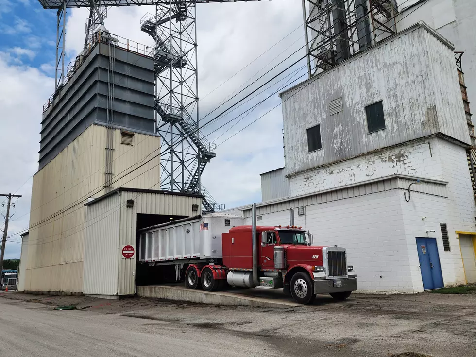 A loaded truck exiting the Perdue feed mill site on August 17, 2026. (Photo: Bob Joseph/WNBF News)