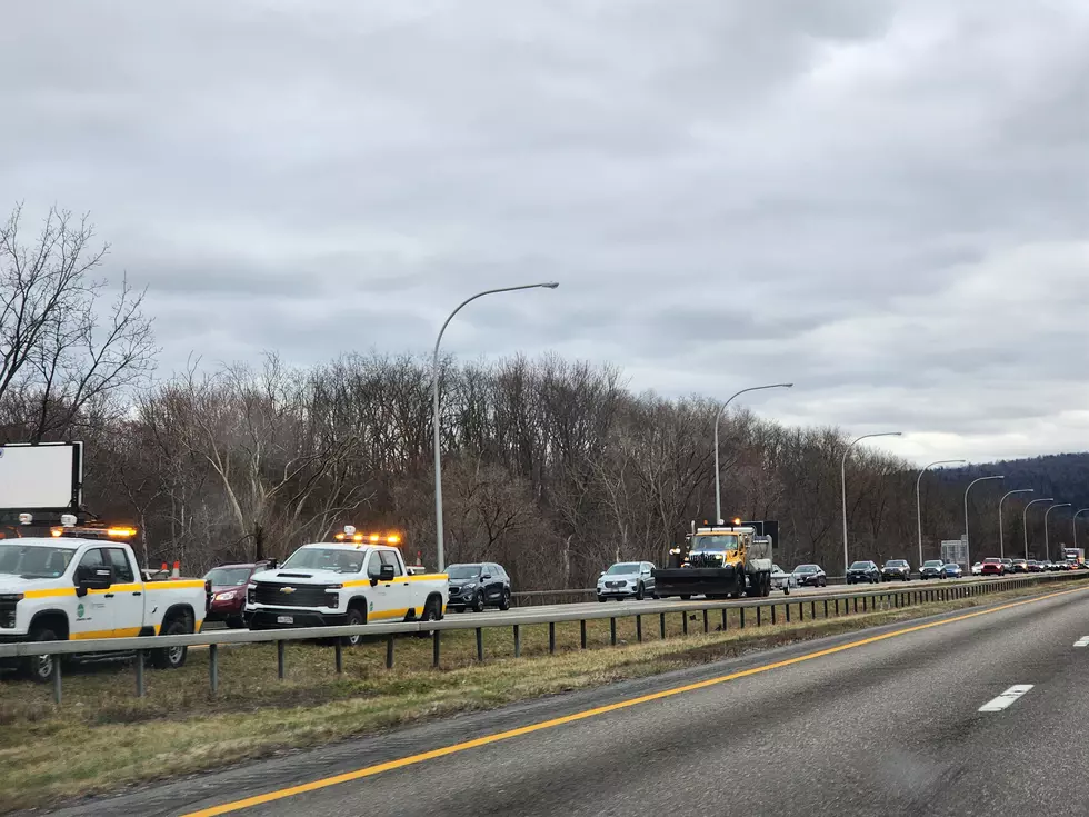 Traffic was backed up after vehicles were disabled at the Susquehanna River Bridge on Route 17 in Vestal on March 18, 2024. (Bob Joseph/WNBF News)