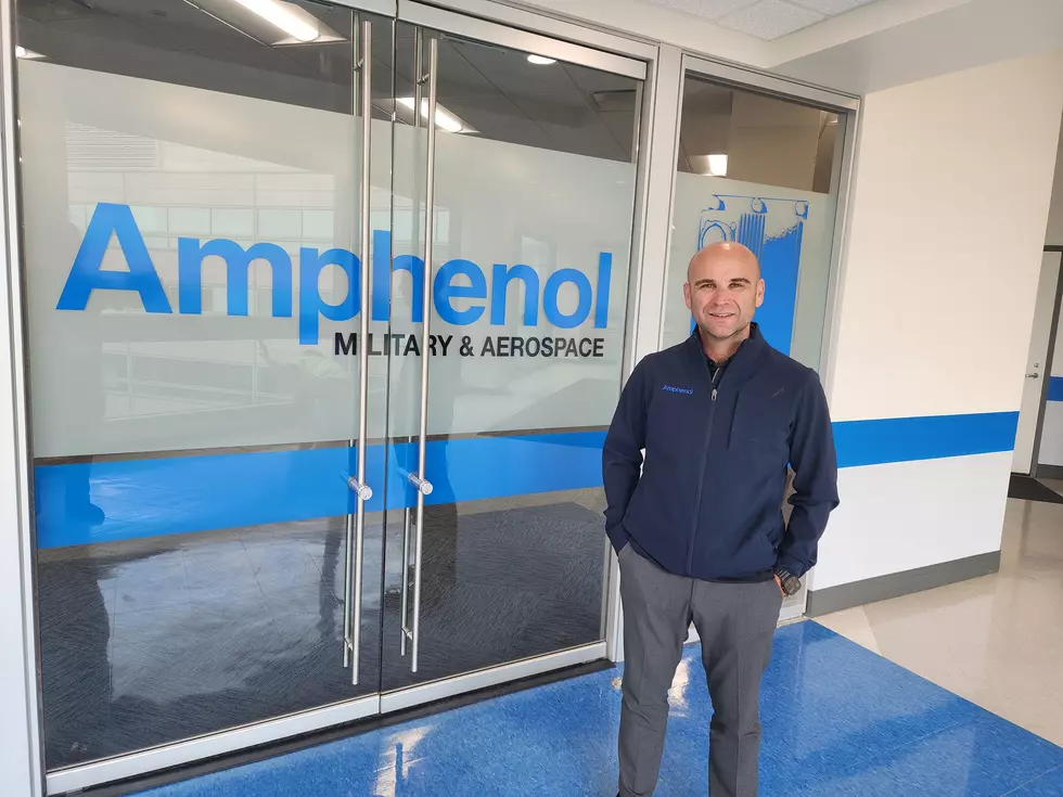 Jared Sibrava at the entrance to the Amphenol High Speed Military space at the Huron Campus on September 3, 2026. (Photo: Bob Joseph/WNBF News)