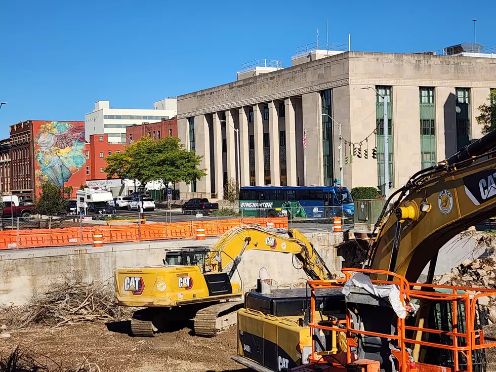 Demolition crews worked in the northwest corner of the old State Street garage near the Binghamton Federal Building on September 15, 2026. (Photo: Bob Joseph/WNBF News)