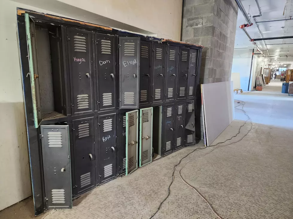 The old high school lockers are being retained as part of the Johnson City conversion project. (Photo: Bob Joseph/WNBF News)