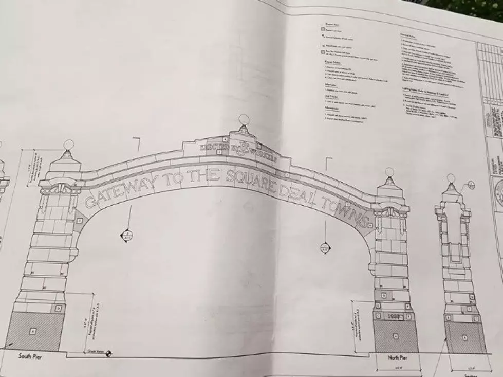 Architectural plans for the Square Deal Arch restoration project. (Photo: Bob Joseph/WNBF News)