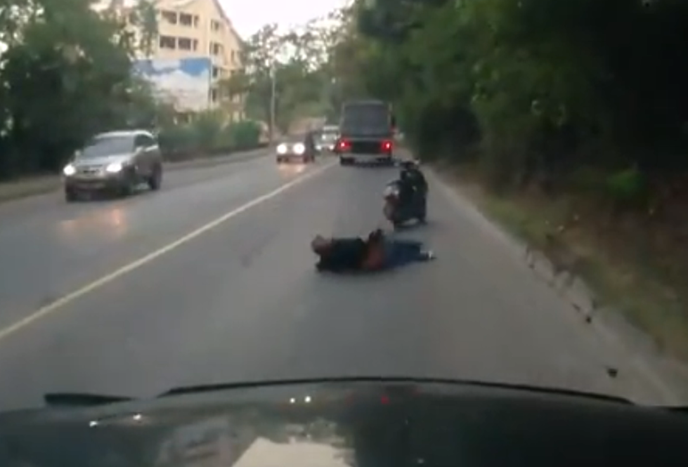 Russian Woman Hits Truck After Falling Asleep While Driving Her Scooter [VIDEO]