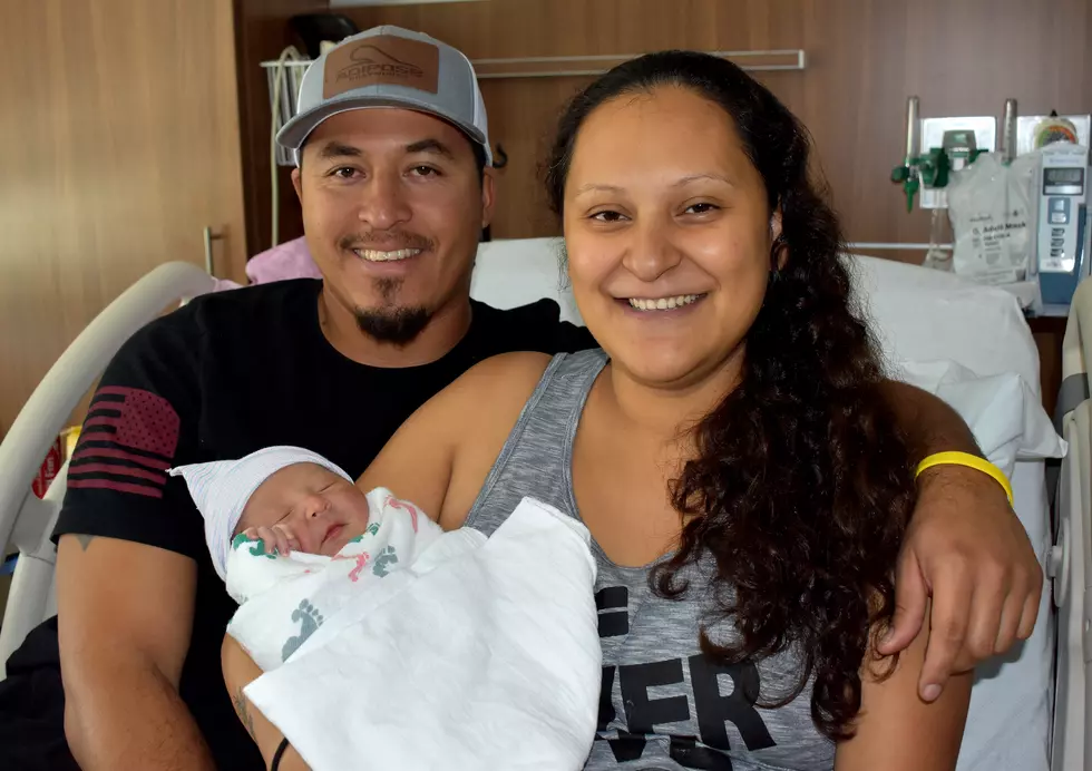 Mayra Villalobos and Adrian Recendiz of Mead are the proud parents of Gael, the 100th baby born at UCHealth Greeley Hospital. He was born on Sept. 21, 2019. Photo by Kelly Tracer, UCHealth.