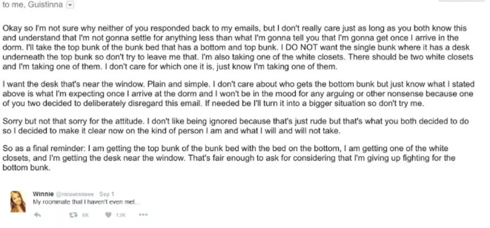 College Freshman Sends Unreal Email to Future Roomates