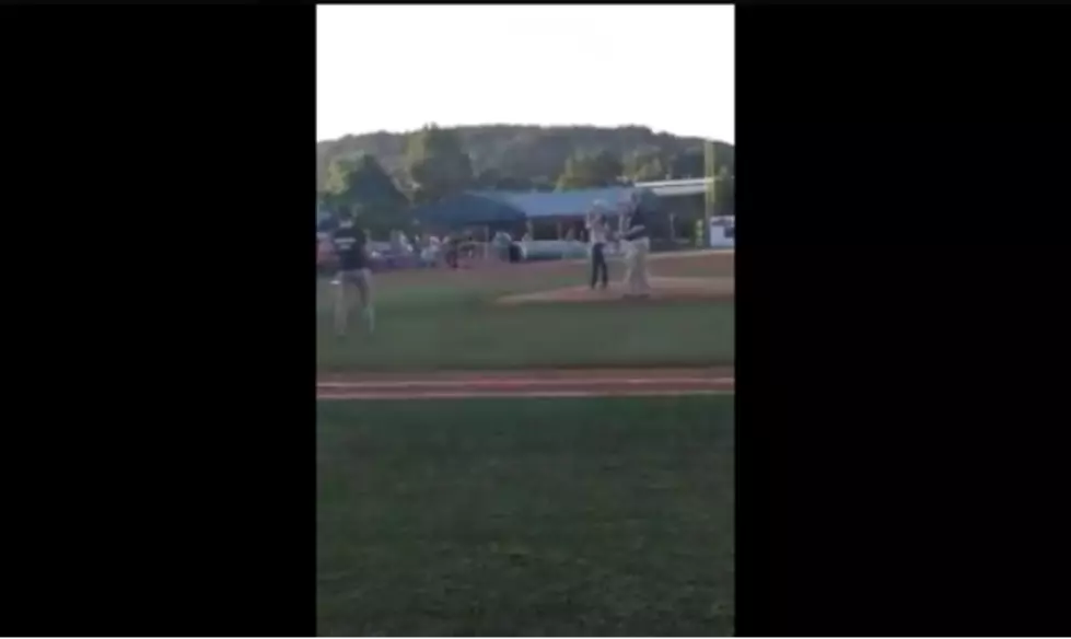 Jackie Nutt Throws The First Pitch