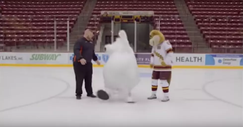 Mascot for Minnesota Car Dealership is Bad at Walking on Ice