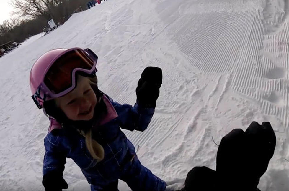3-Year-Old Goes Snowboarding