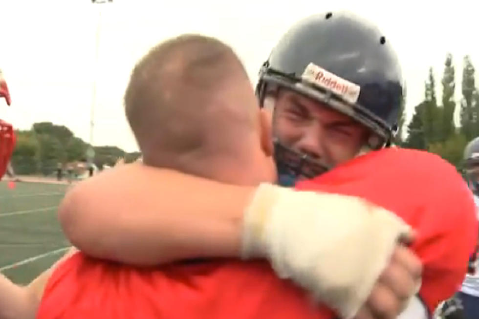 Military Dad Treats Son to Surprise Homecoming Dressed as Player on Opposing Football Team [VIDEO]