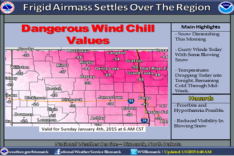 Very Cold for North Dakota as NWS Issues a Wind Chill Advisory