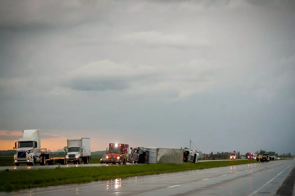 Storms Blow Over Semis On I-94