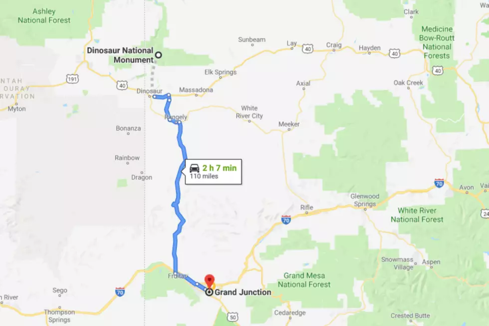 Grand Junction to Dinosaur Map