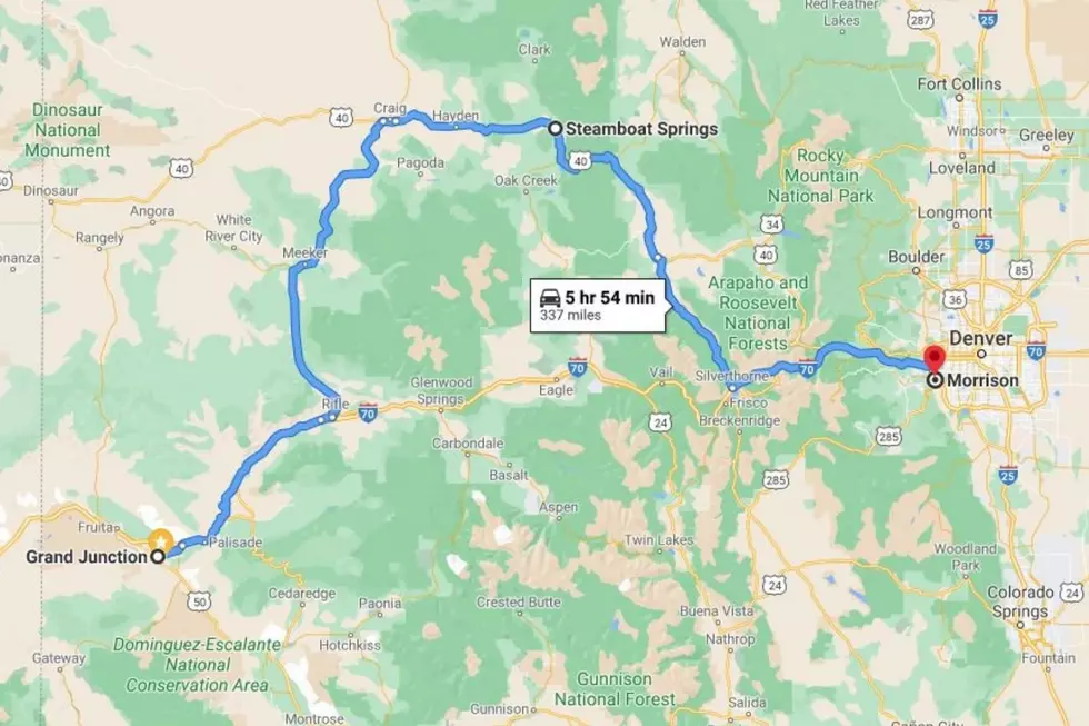 Grand Junction to Steamboat to Denver Map