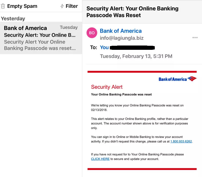 Bank of America Email Scam Has More Than One Way to Trick You