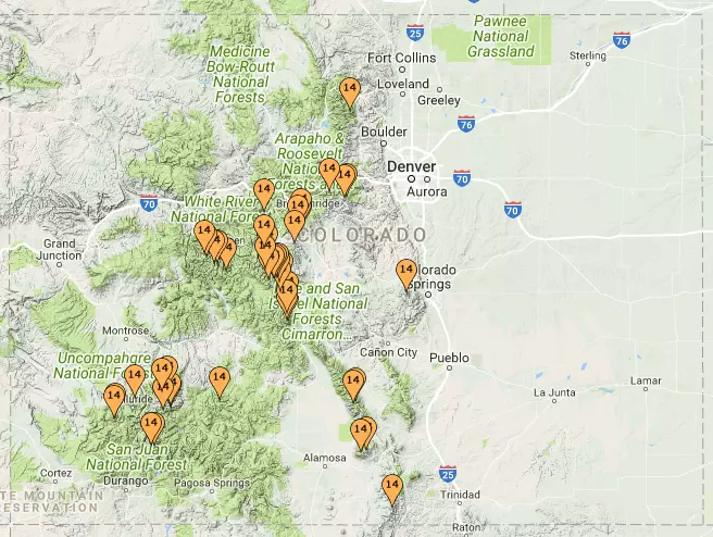 Mapa De Los 14ers De California - Capture