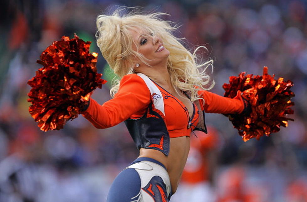 The Denver Bronco Cheerleaders perform during the Denver Broncos v