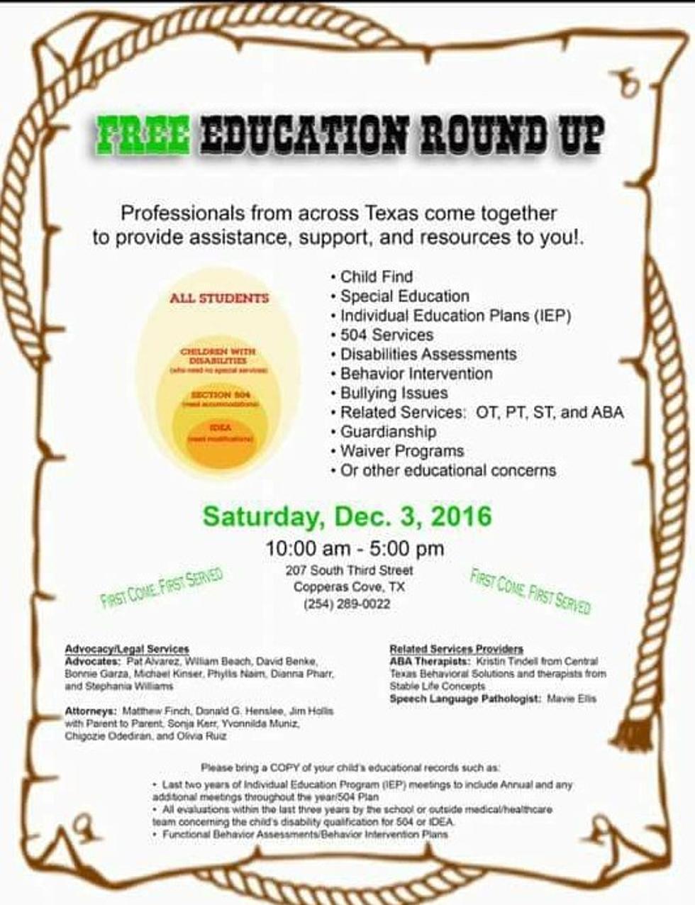 Free Education Round-Up In Copperas Cove
