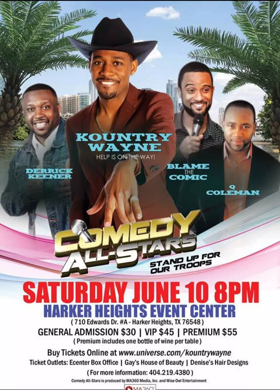 Internet Star/Comedian Kountry Wayne and the Comedy All Stars Coming to Harker Heights Event Center June 10th!
