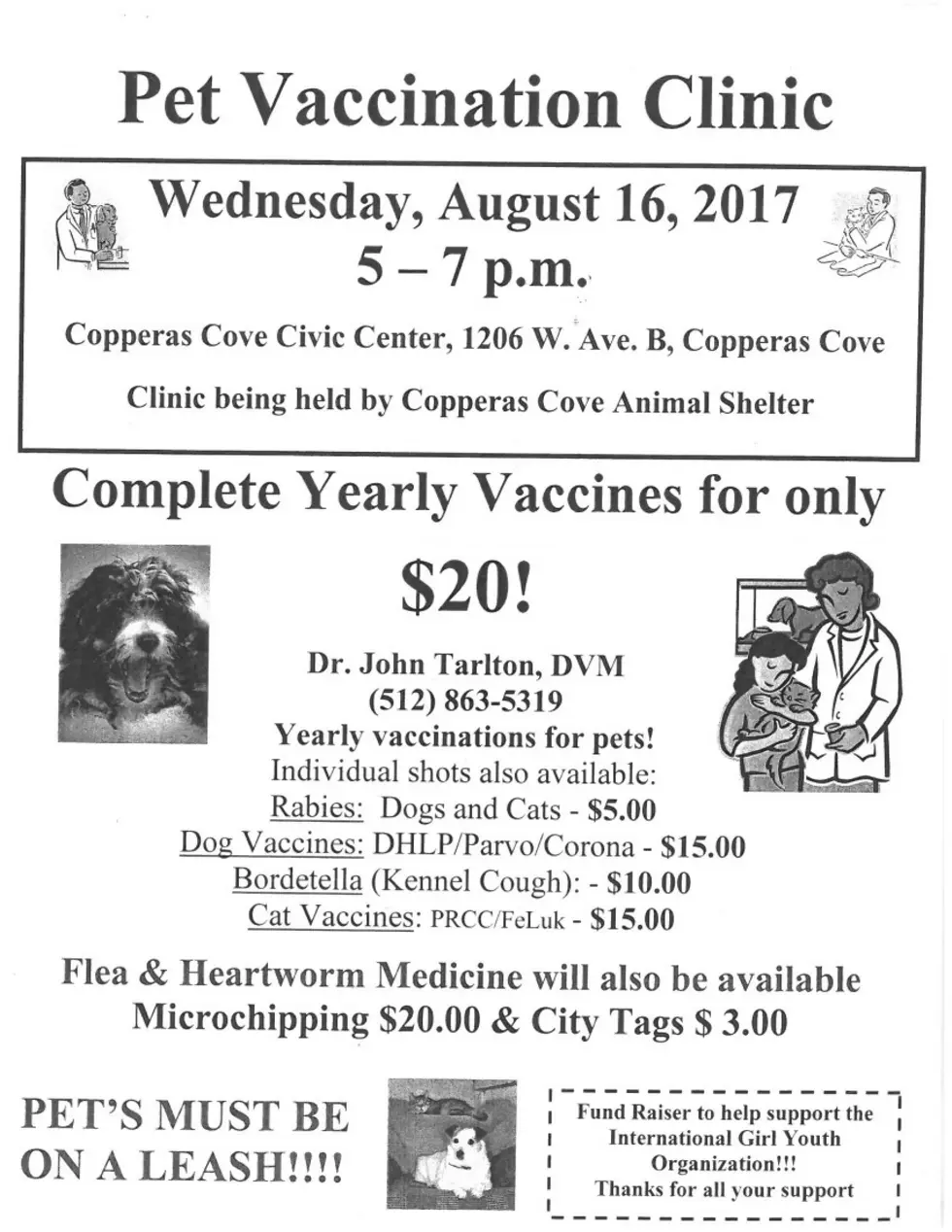 Copperas Cove Pet Vaccination Clinic This Wednesday