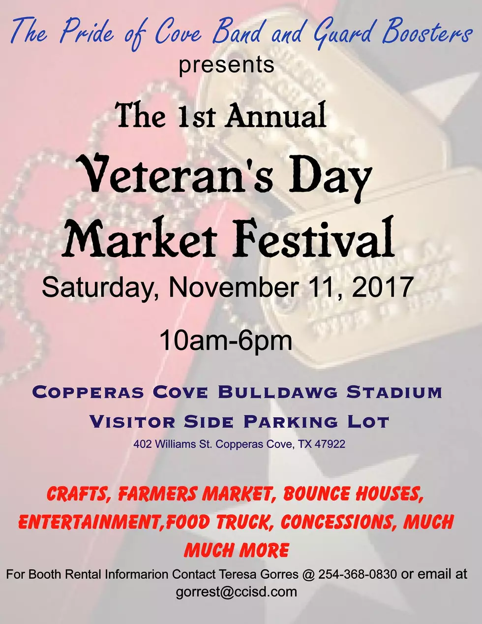 Copperas Cove Veterans Day Market Festival Benefiting Pride Of Cove Band