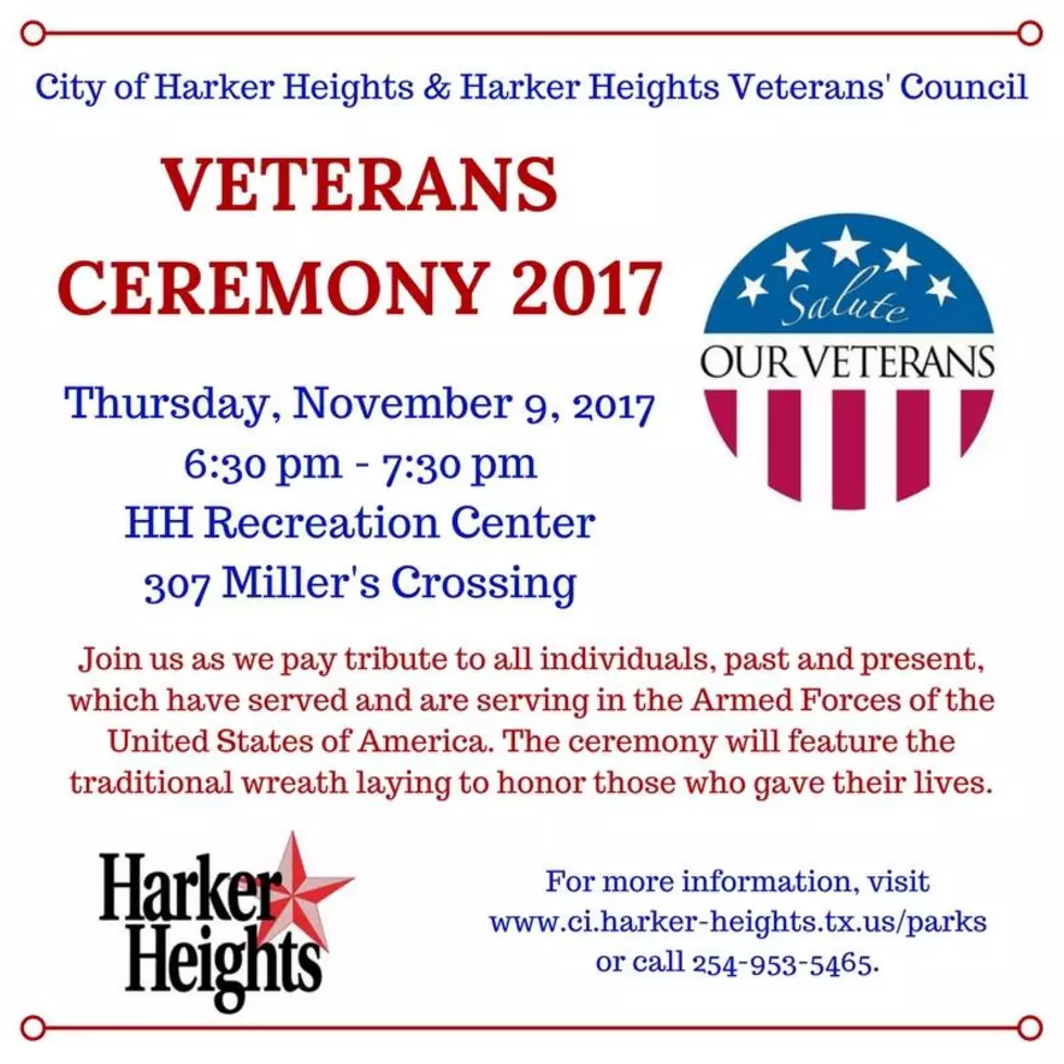 The City Of Harker Heights Veterans Ceremony 2017