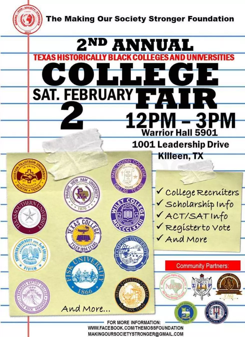 The MOSS Foundation&#8217;s 2nd Annual HBCU College Fair In Killeen