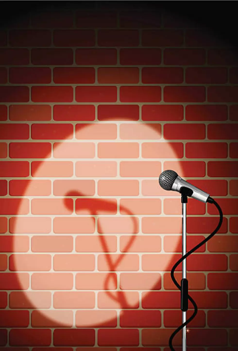 microphone in front of a brick wall