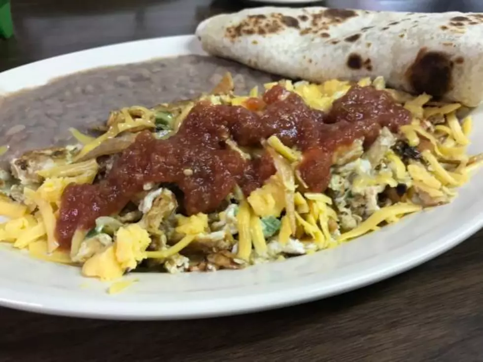 Mexican migas eggs and refried beans in South Texas
