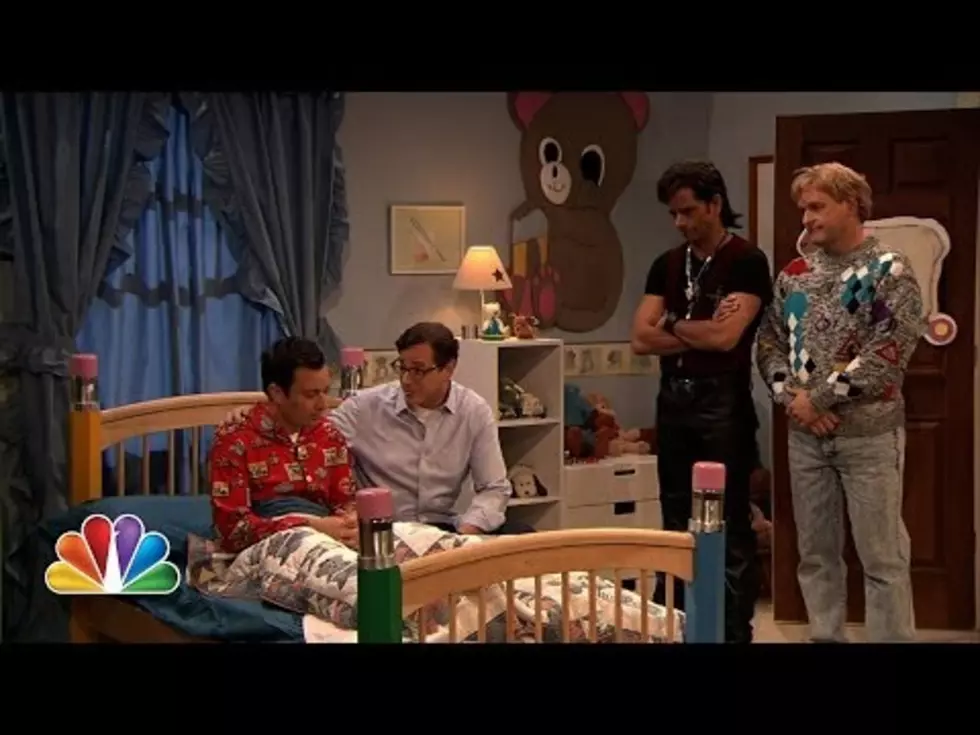 Cast of Full House Comforts Jimmy Fallon on “Late Night”