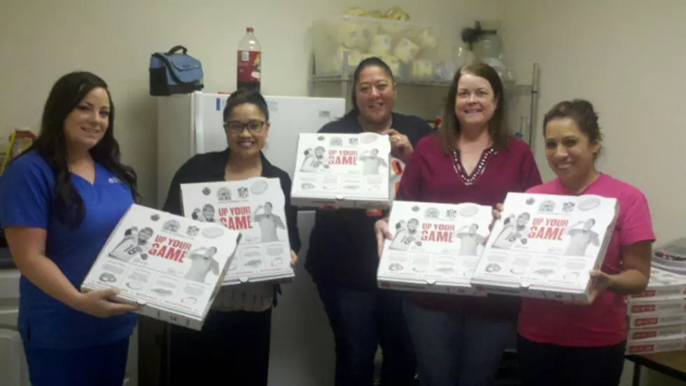 Barbara Liles with Standards Home Health in Temple Wins Free Lunch From Papa John&#8217;s and K1017