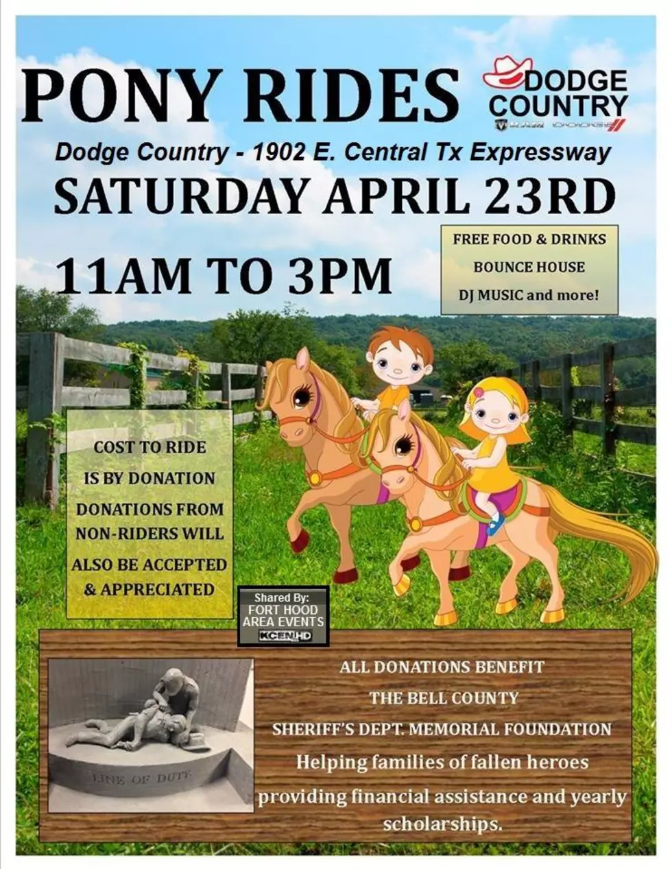 Pony Rides to Benefit Bell County Sheriff’s Memorial Fund