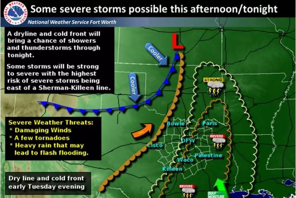National Weather Service Calls For A Chance For Severe Storms In Killeen and Temple