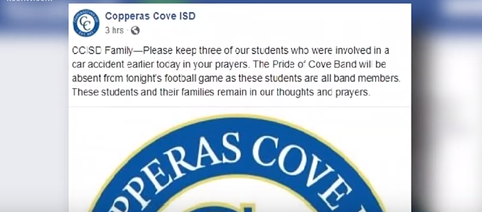 3 Copperas Cove ISD Students Injured in Friday Crash