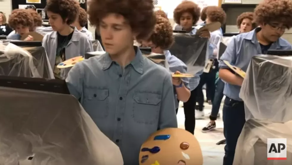 Bob Ross Flash Mob Shows Up at Abilene Middle School