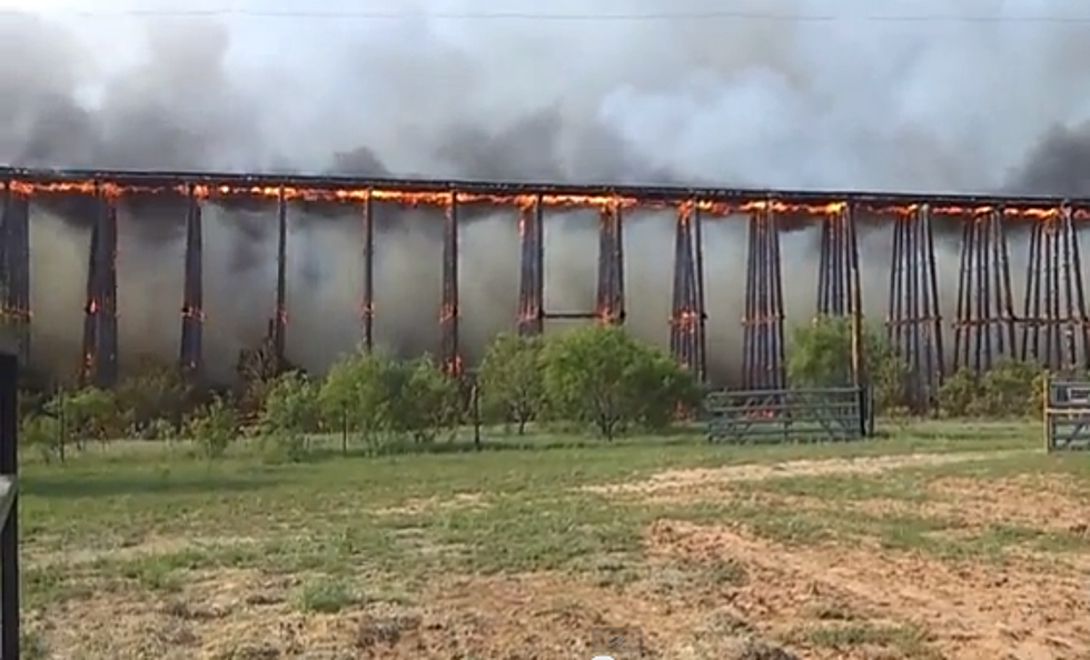 Burning Railroad  Bridge in Texas Falls Like Dominoes