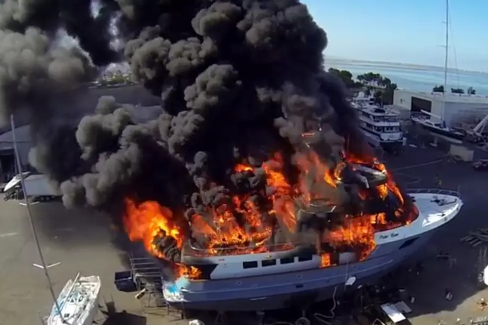 Yacht Fire M/V Polar Bear, Filmed From Above, Will Captivate You