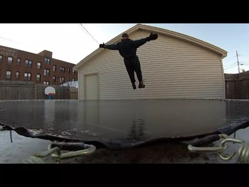 Man Breaks Ice on His Trampoline for the Fun of It