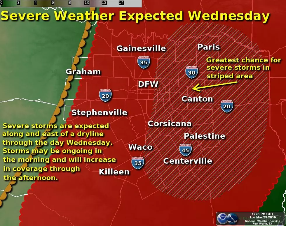 Severe Weather Expected Wed. PM in North and Central Texas