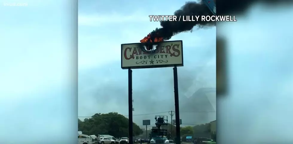 A Cavenders Sign in Austin Catches on Fire