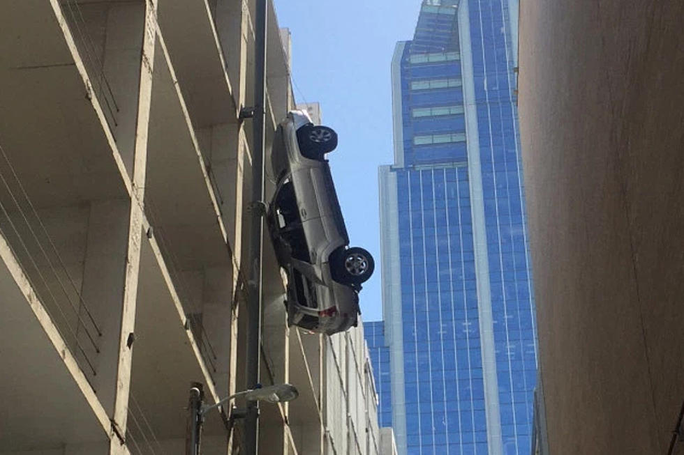 Car Hangs from Cable at Austin Parking Garage