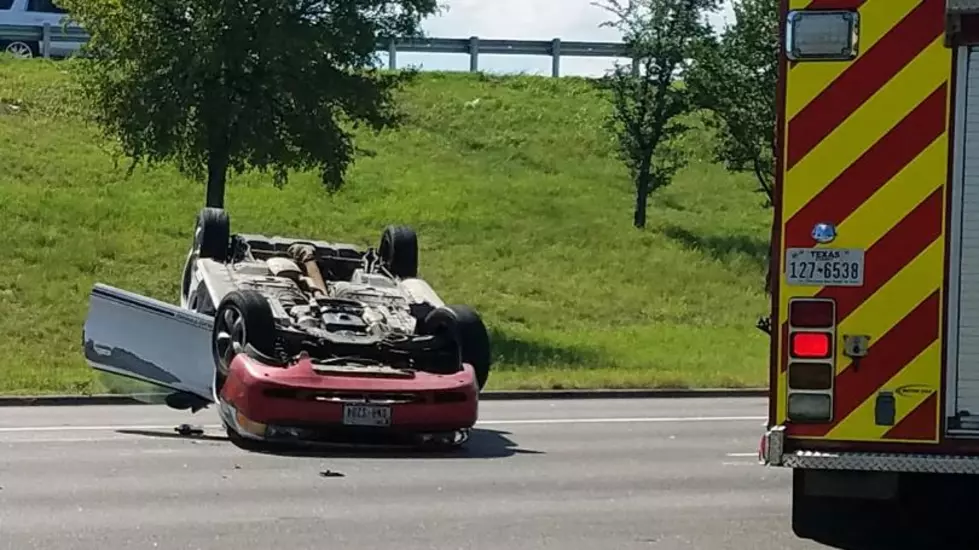 Mustang Flips on US 190/I-14 Access Road in Killeen