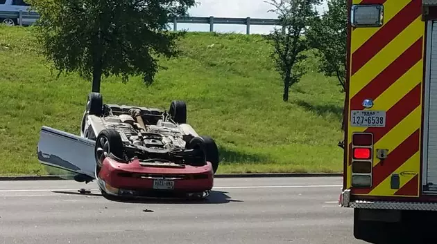 Car Flips on US 190/I-14 Access Road in Killeen