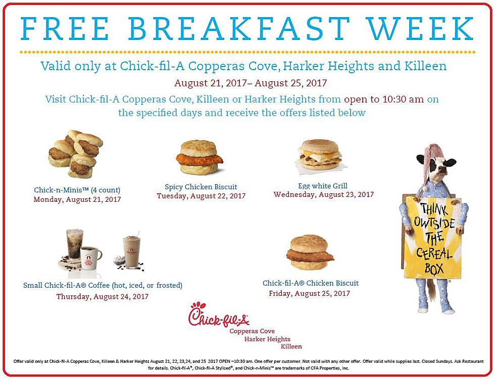Mark your calendars- Free Breakfast Week at Chick-Fil-A  Won’t he do it!!