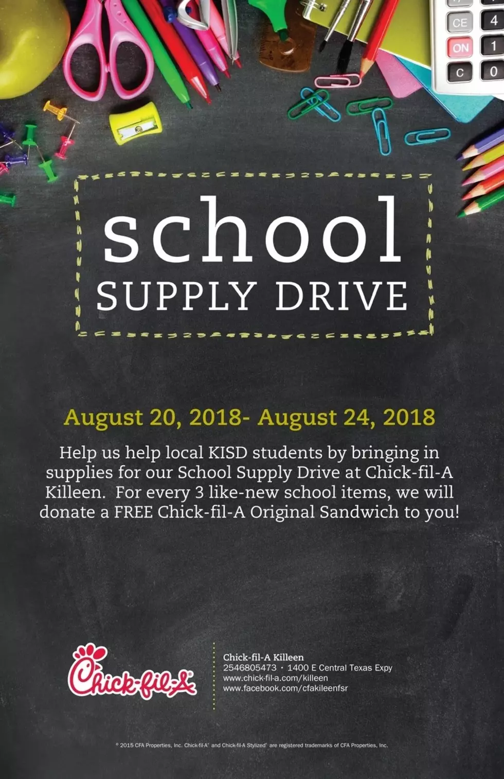 Chick-Fil-A Are Dishing Rewards For KISD School Supplies