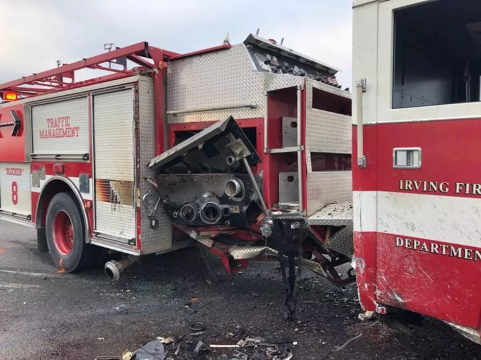 Car plows into parked Fire Truck on Texas Highway