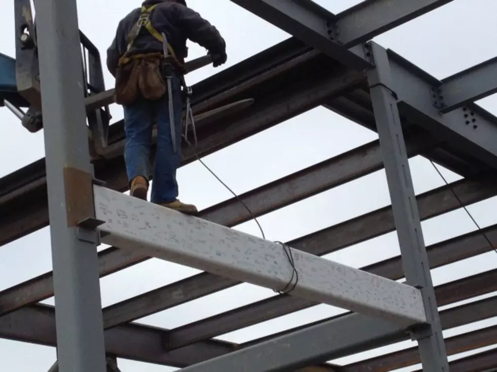 Student-Signed Beams Hoisted at Fairhaven School Construction Site