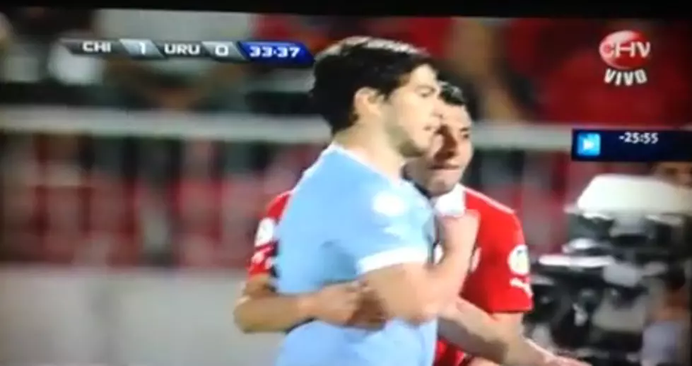 Uruguayan Soccer Player Takes Cheap Shot on Chilean Player